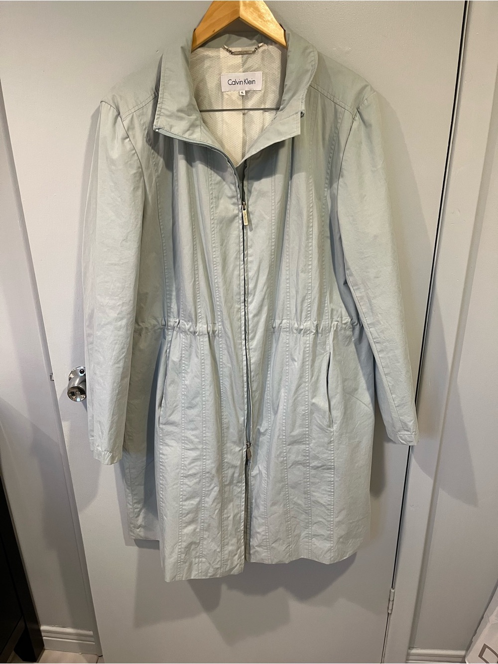 Calvin Klein Light Green Women’s Zip-Front Coat